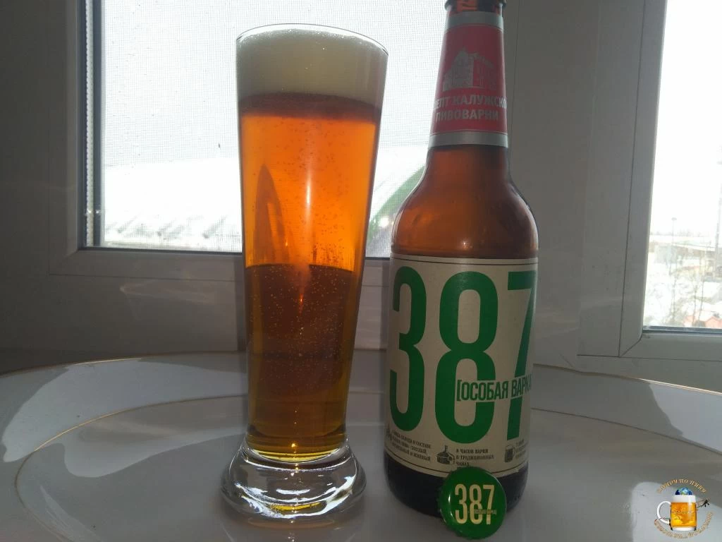 Довольно крепкое пиво &quotОсобая Варка 387" - алк. 6,8%, плотность 13,8%.